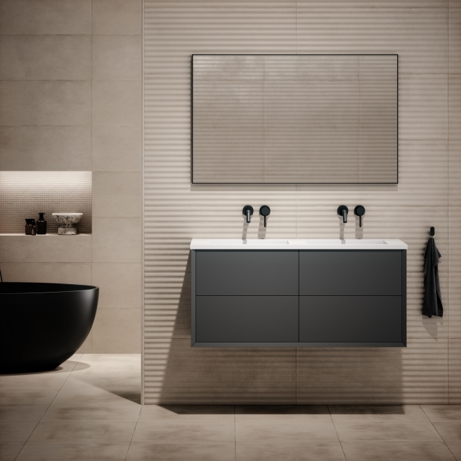 Volini Double Bathroom Vanity Unit Matte Anthracite 1200mm