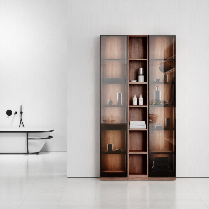 Zotto American Walnut 3-Piece Bathroom Storage Cabinet with LED